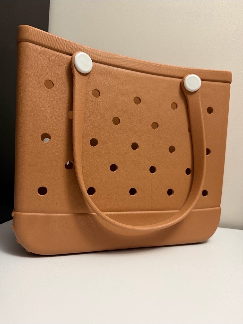 Women's Perforated Tote Bag in Tan